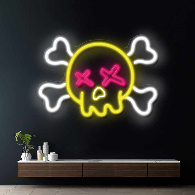 Skull and Bones Halloween Neon Sign