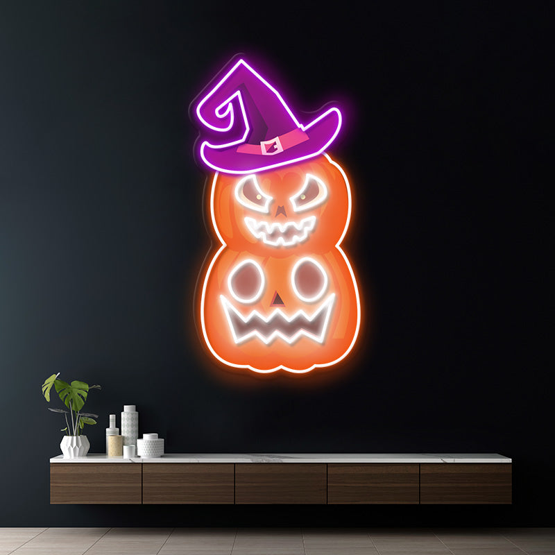 Pumpkin Neon Sign Spooky Halloween Decor Sign