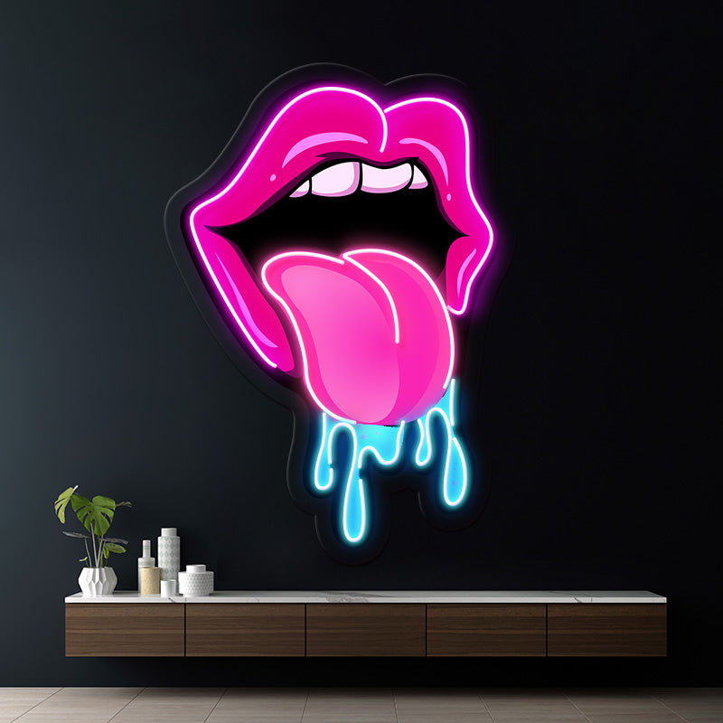 Dripping Lips UV LED Neon Sign