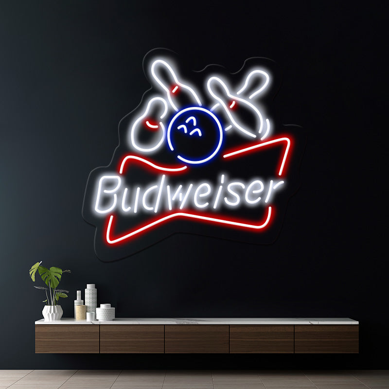 Budweiser Bowling Ball Led  Neon Sign Bar Wall Decor Sign