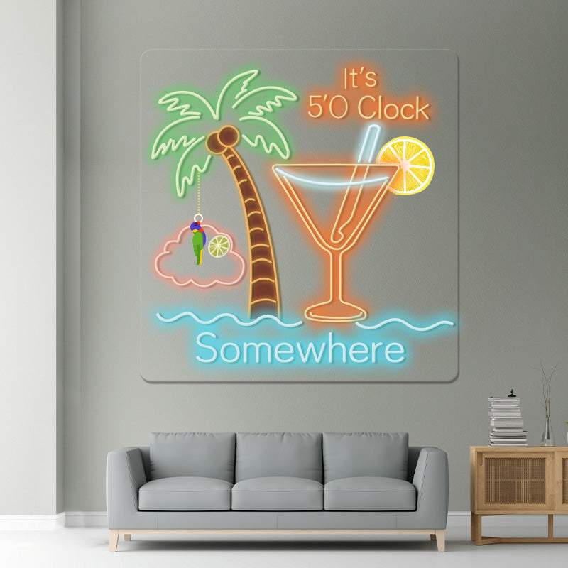It's 5 O'clock Somewhere Led Neon Sign Wall Decor Sign