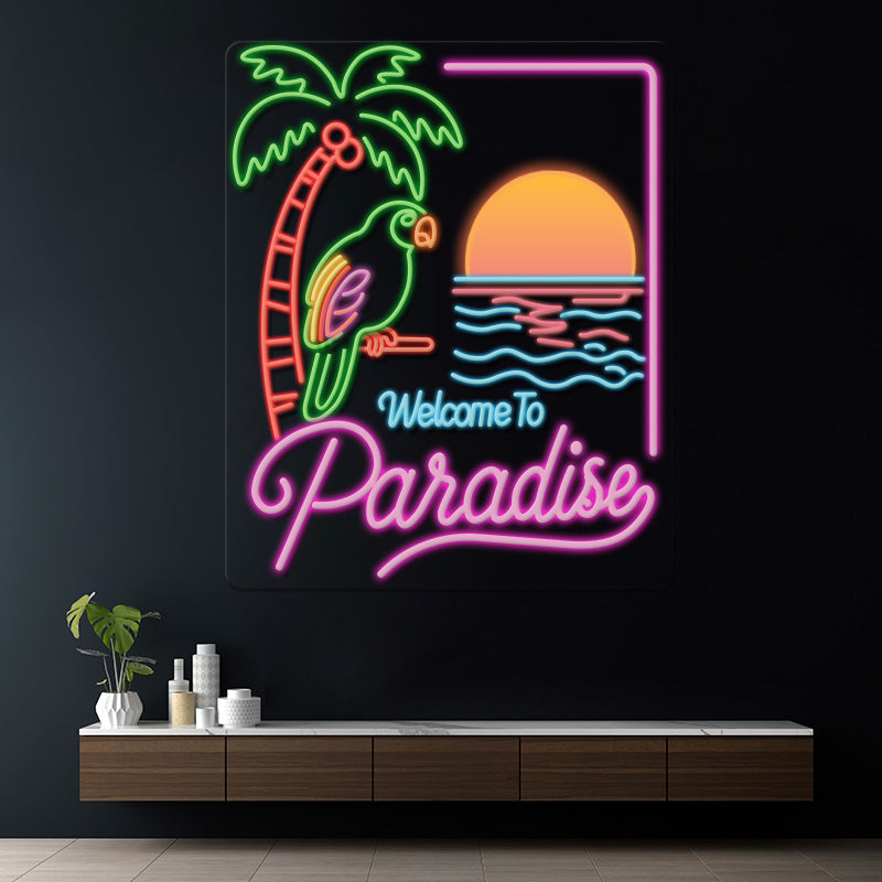 Welcome to Paradise Neon Sign Summer Party Decor Sign
