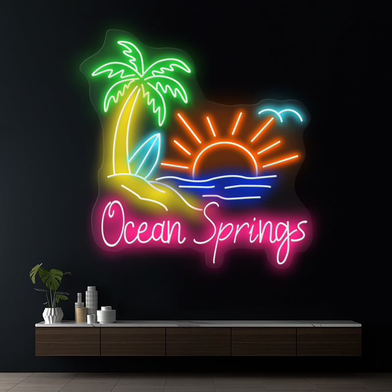 Ocean Springs Led Neon Sign Beer & Bar Wall Decor