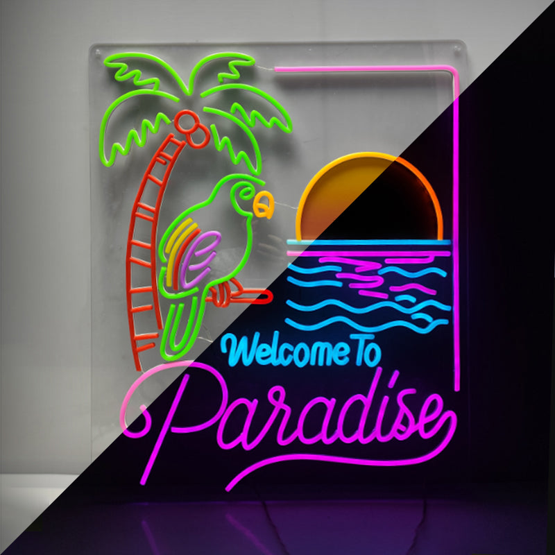 Welcome to Paradise Neon Sign Summer Party Decor Sign