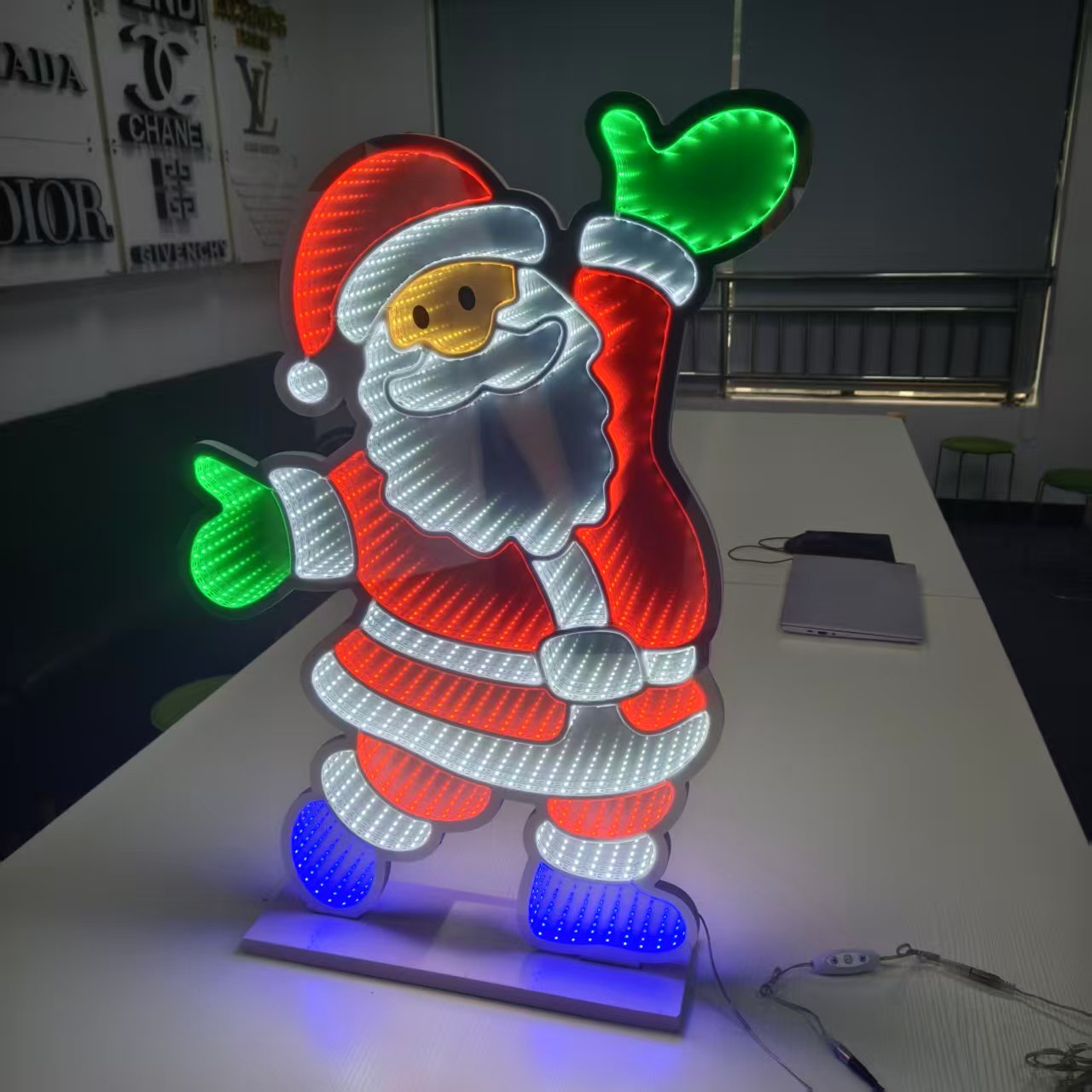 Santa’s Infinity Mirror Sign Christmas Shop Decor Sign