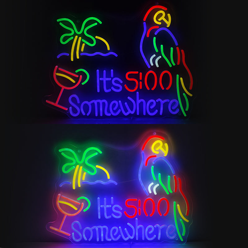 It's 5 O'clock Somewhere Neon Sign Tiki Bar Neon Light