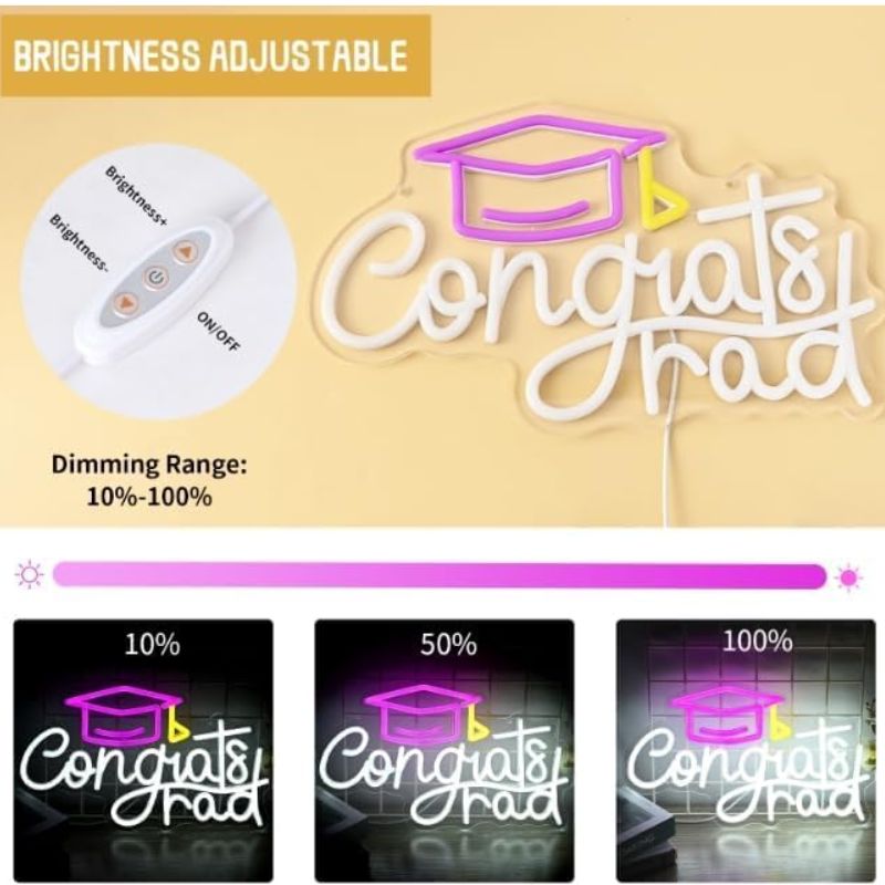 2025 Congrats Grad Sign Graduation Cap Led Neon Sign