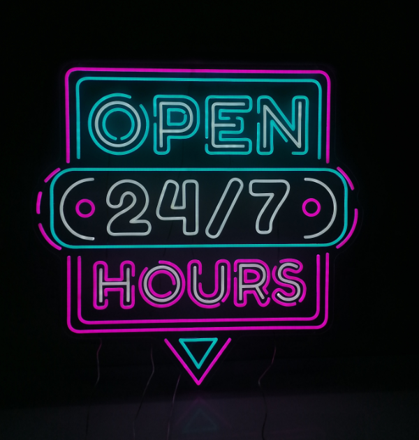 24 Hour Open Led Neon Sign Shop Decor Sign