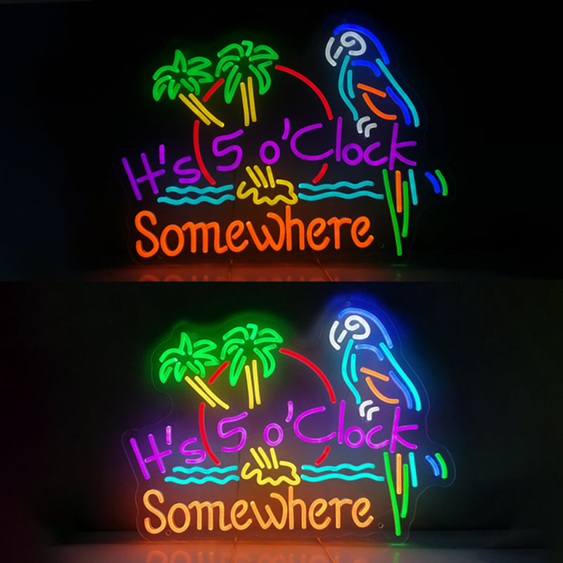 It's 5 O'clock Somewhere Neon Sign Colorful Neon Sign