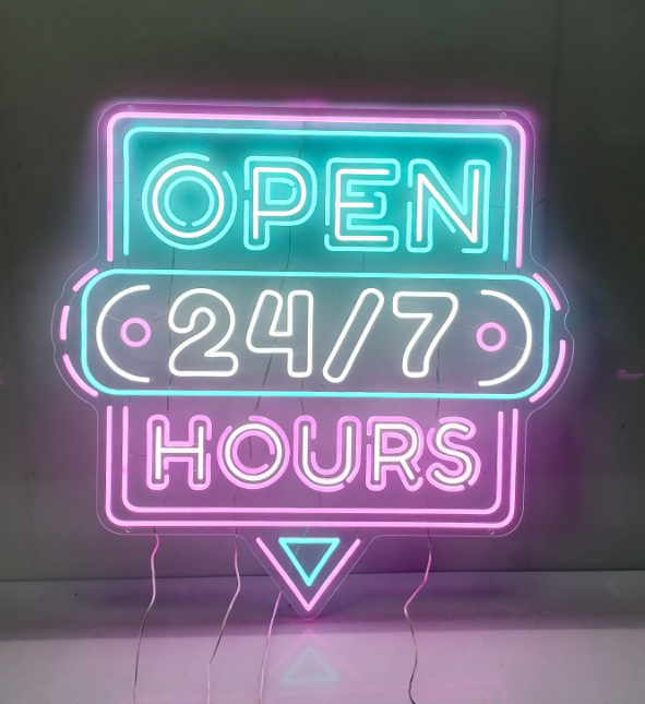 24 Hour Open Led Neon Sign Shop Decor Sign