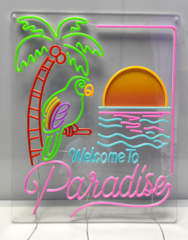Welcome to Paradise Neon Sign Summer Party Decor Sign