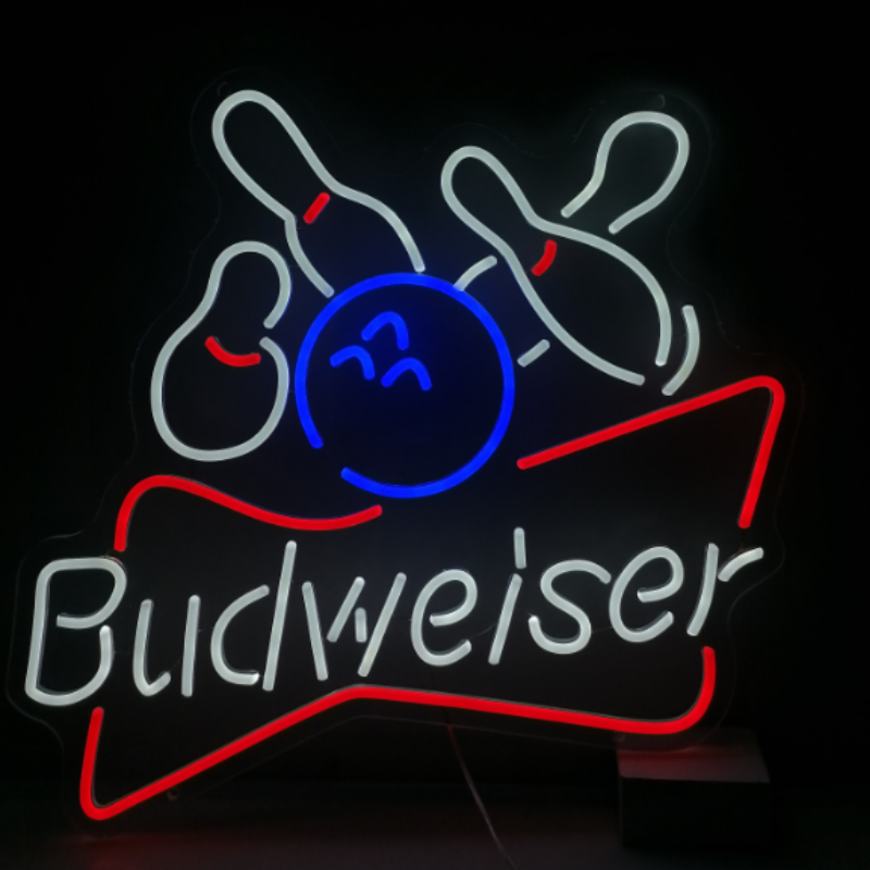 Budweiser Bowling Ball Led Neon Sign Bar Wall Decor Sign