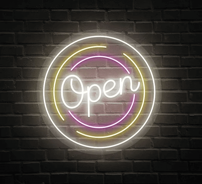 Circle Colorful Open Neon Sign Shop Decor Led Sign