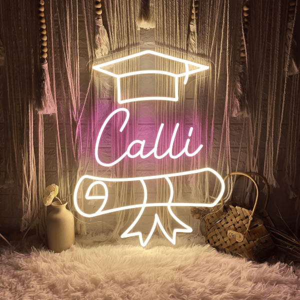 Congrats Grad Custom Name Neon Sign Class of 2025 Graduation Prom Party Decor Sign