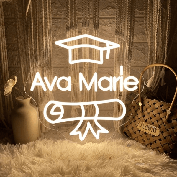 Congrats Grad Custom Name Neon Sign Class of 2025 Graduation Prom Party Decor Sign