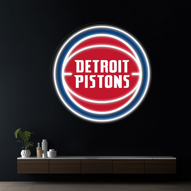 Detroit Pistons NBA Led Neon Sign Man Cave Decor