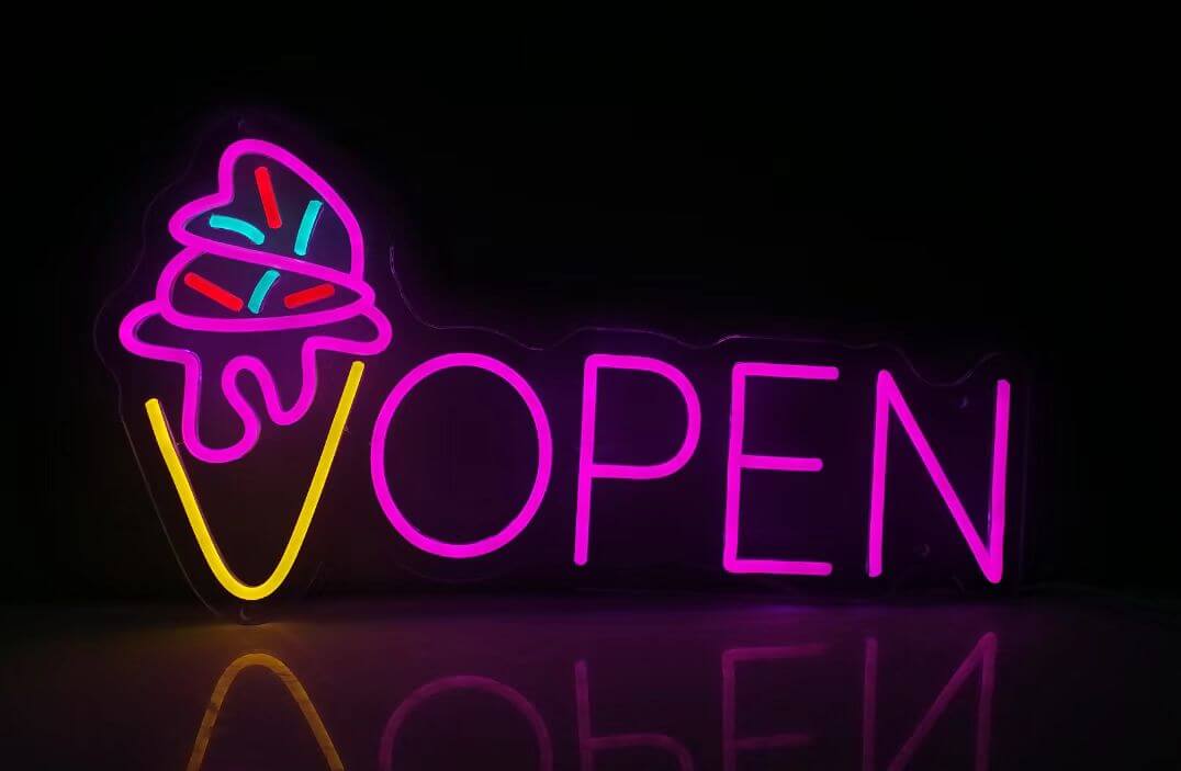 Neon Open Ice Cream Open Sign Custom Neon Sign