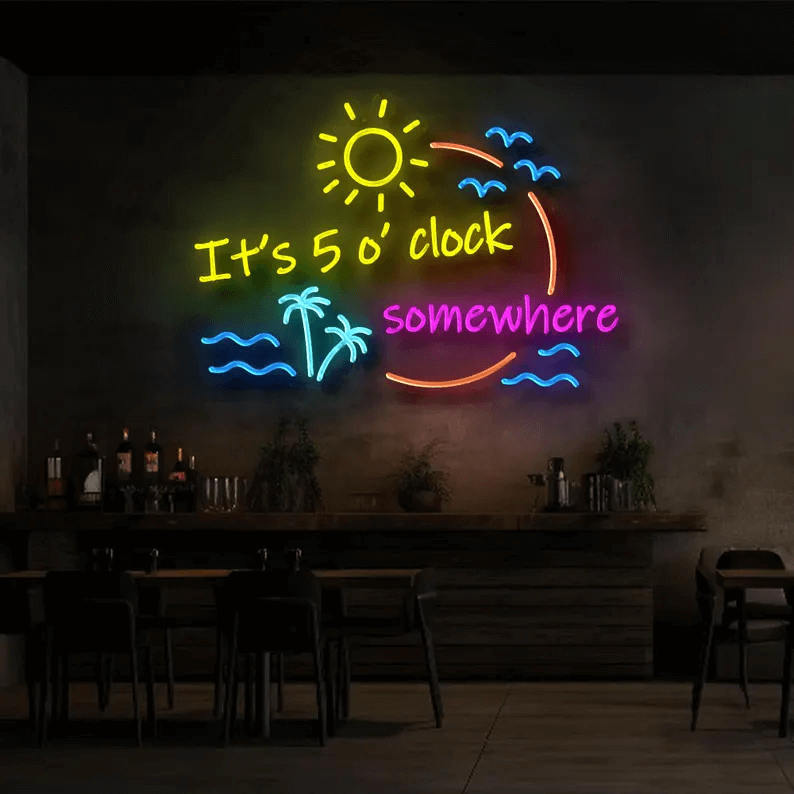 It's 5 O“clock  Somewhere Led Neon Sign Shop Decor Led Neon Sign