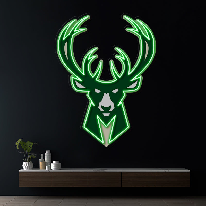 Milwaukee Bucks NBA Led Neon Sign Man Cave Decor