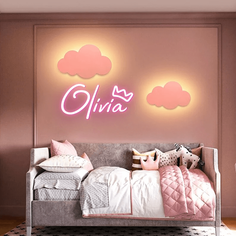 Custom Personalized Crown Neon Sign with Name for Kids Room