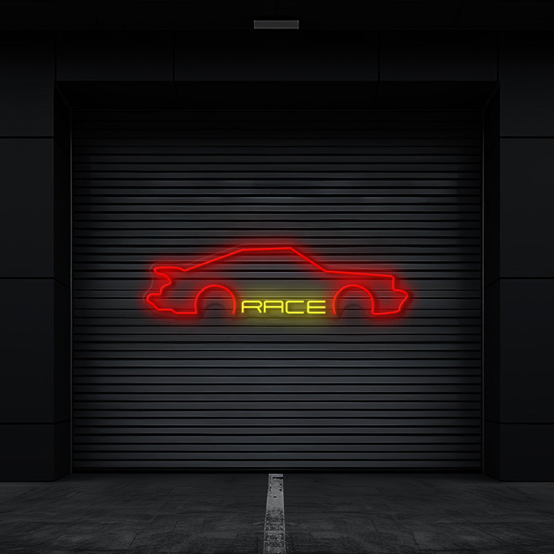 Race Car LED Neon Sign Man Cave Decor