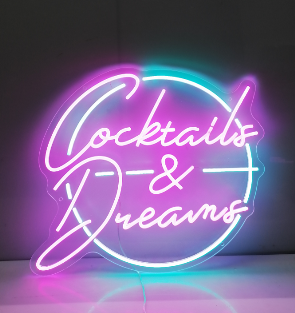 Cocktails and Dreams Neon Sign Bar Wall Decor Sign