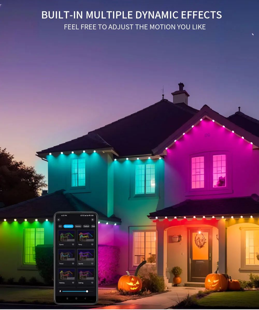 Permanent Smart RGB Outdoor Lights for Halloween Christmas Decoration