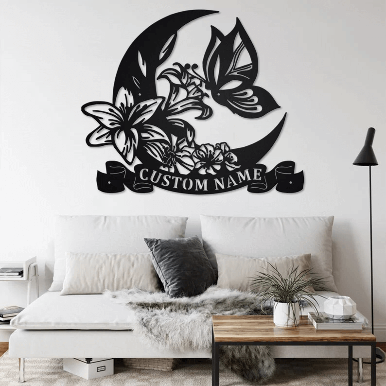 Custom Flowers Butterflies Metal Wall Sign Home Decor Sign