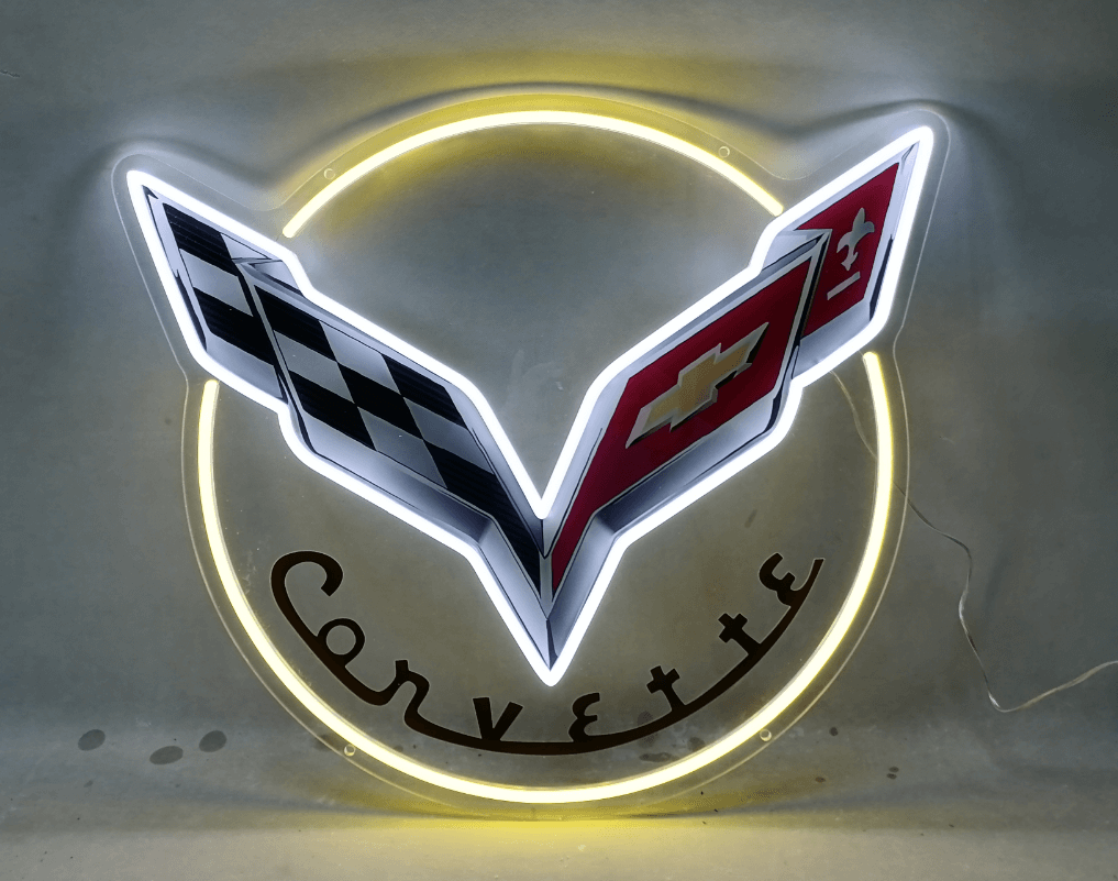 Round Corvette Led Neon Sign Man Cave Neon Sign