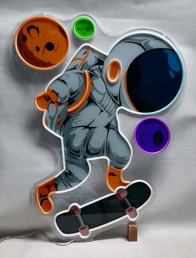 Skateboard Neon Sign Spaceman UV Printing Neon Sign