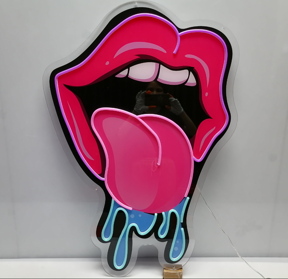 Dripping Lips UV LED Neon Sign