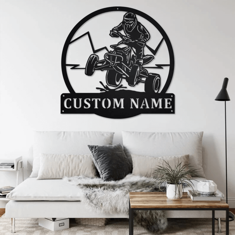 Personalized ATV Rider Name Metal Sign Man Cave Decor Sign