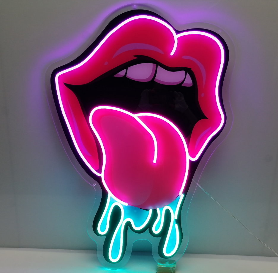 Dripping Lips UV LED Neon Sign