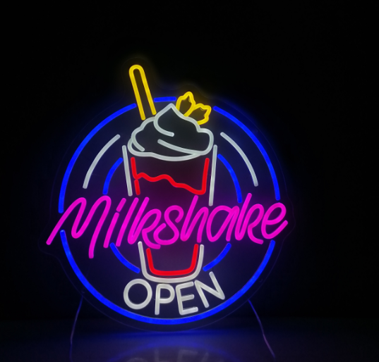 Milkshake Shop Open Neon Sign Wall Decor Sign