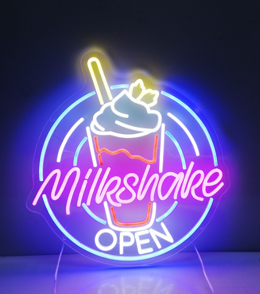 Milkshake Shop Open Neon Sign Wall Decor Sign