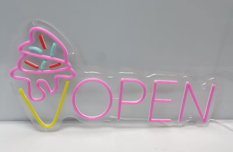 Neon Open Ice Cream Open Sign Custom Neon Sign