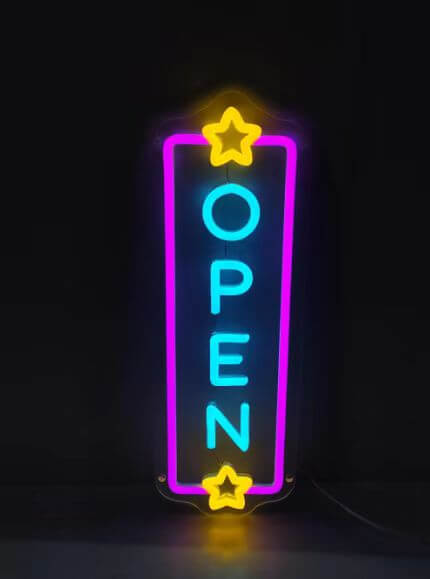 Vertical Open Led Neon Sign Business Shop Decor Sign