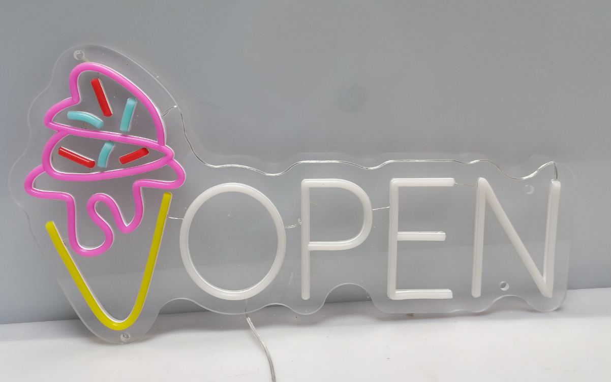 Neon Open Ice Cream Open Sign Custom Neon Sign