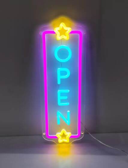 Vertical Open Led Neon Sign Business Shop Decor Sign