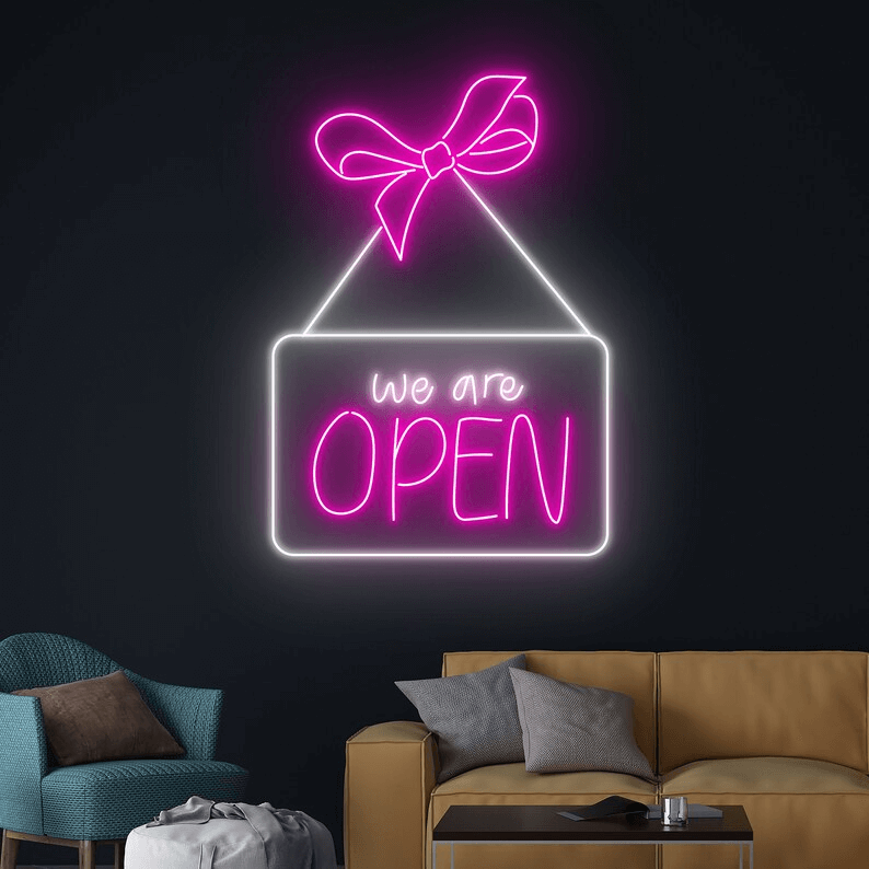 we are open neon sign