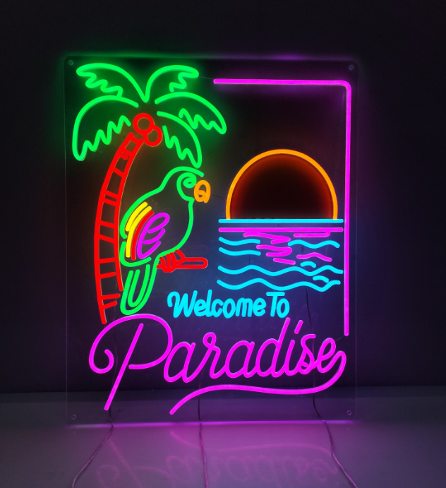 Welcome to Paradise Neon Sign Summer Party Decor Sign