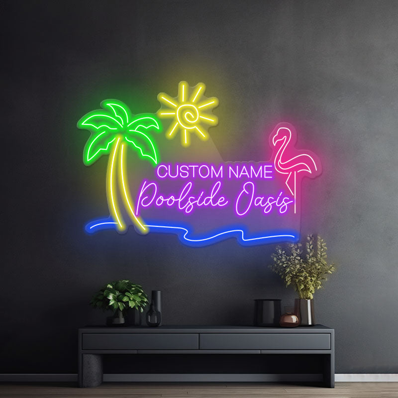 Sun Palm Flamingo Summer Neon Sign Home Party Decor Sign