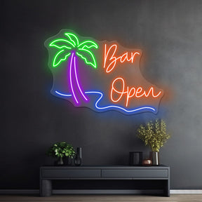 Bar Open Palm Tree Neon Sign Decor Art Sign Custom Neon Sign