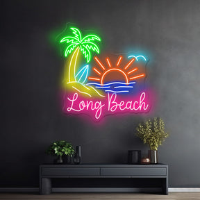 Paradise Palm Tree Beach Neon Light Summer Neon Sign Art