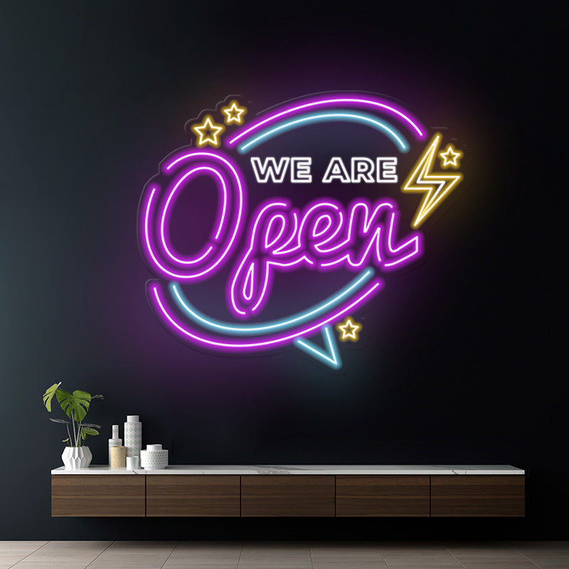 We Are Open Neon Sign for Shop Decor