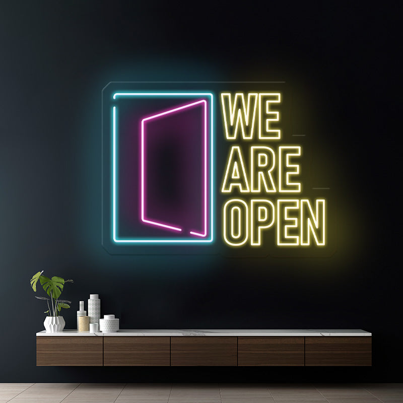 We Are Open Led Neon Sign Shop Door Decor Sign