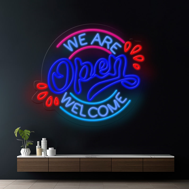 We Are Open Welcome Neon Sign Shop Decor Sign