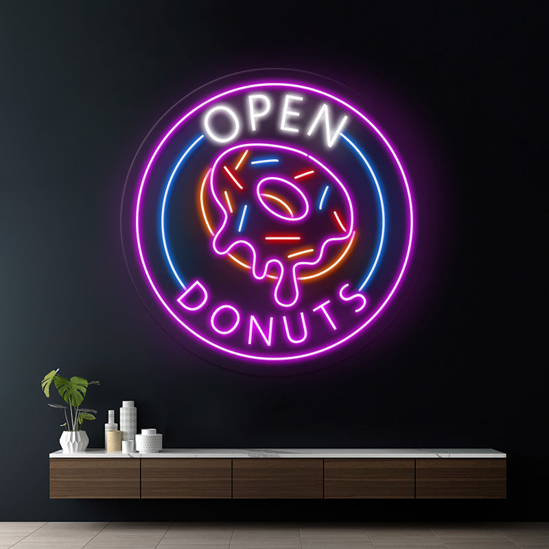 Open Donut Neon Light Shop Decor Sign