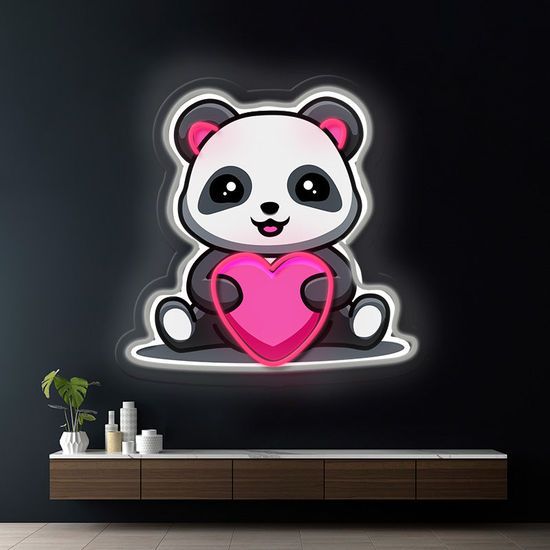 Cute Panda Neon Sign Artwork Kids Unique Gift