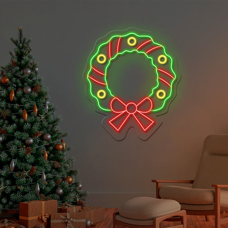 Christmas Wreath Neon Sign Festival Home Shop Decor Sign